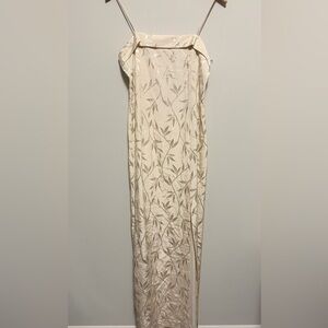 Vintage J.R. Nites Gown - Cream Brocade Cheongsam Style
